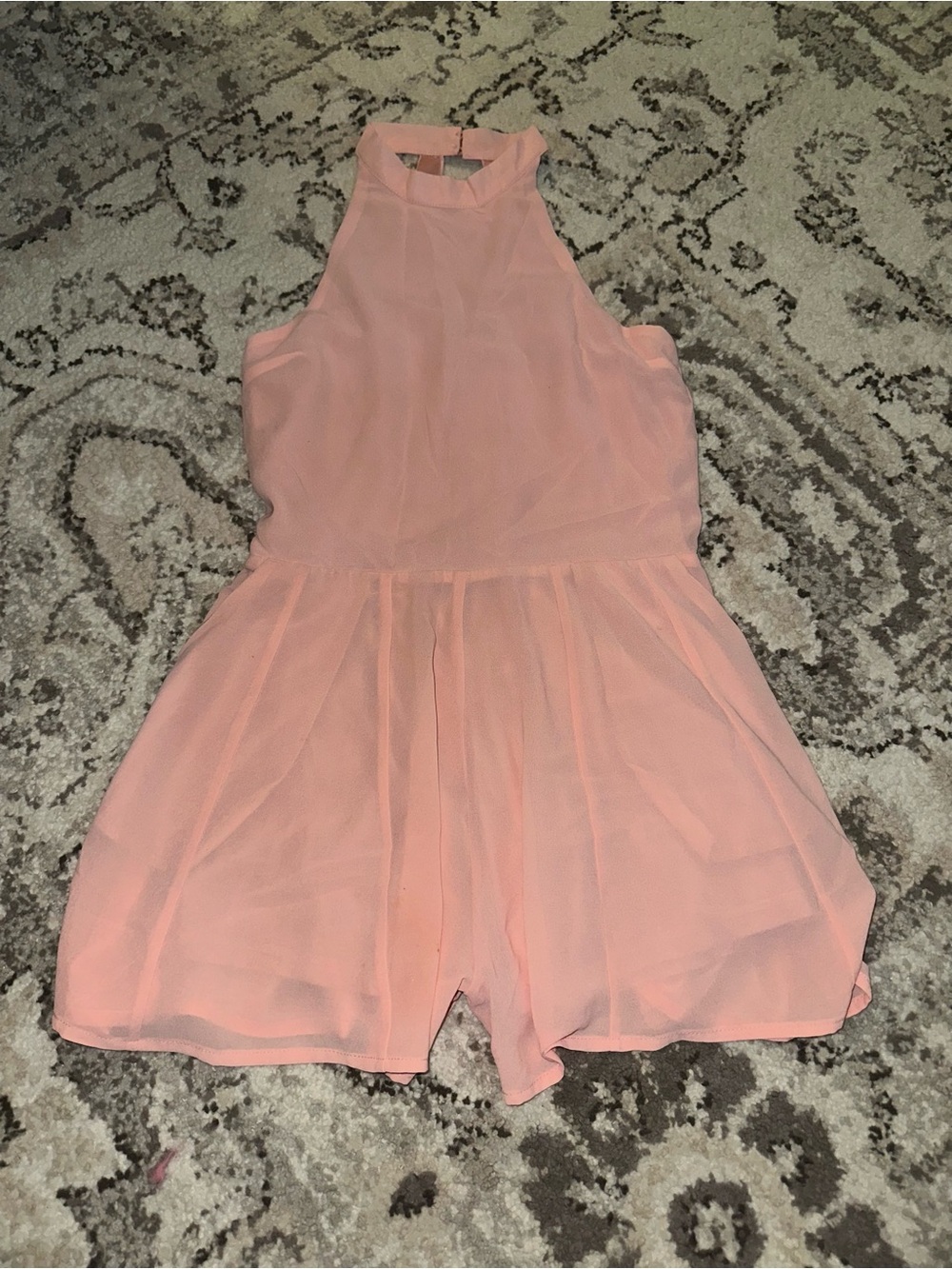 Peach Halter Neck Chiffon Romper